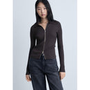Zippered Knitted Cardigan - Dark Gray