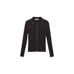 Ribbed Knit Zip-Up Cardigan - Dark Grey