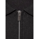 Zippered Knitted Cardigan - Dark Gray