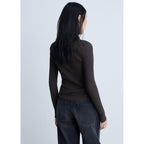 Ribbed Knit Zip-Up Cardigan - Dark Grey