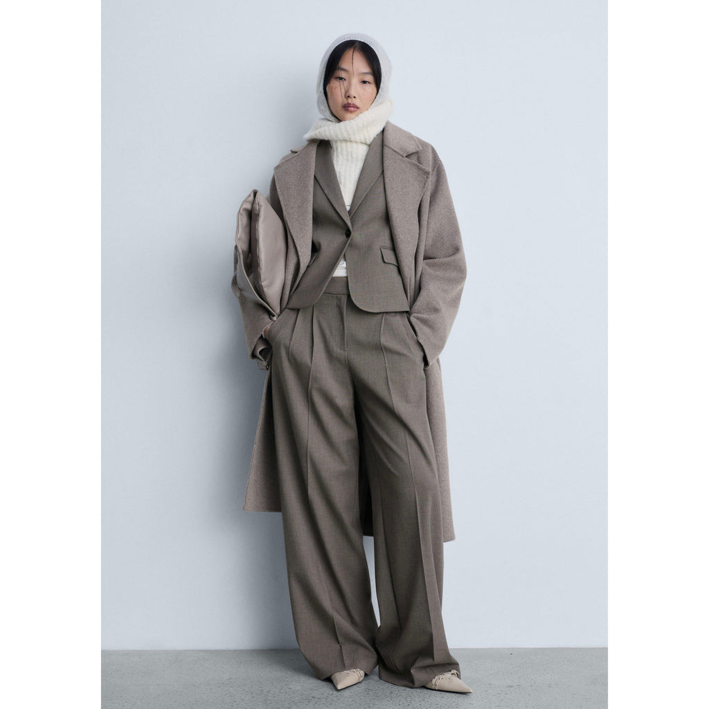 Wideleg Suit Trousers - Brown