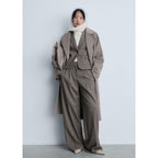 Wideleg Suit Trousers - Brown