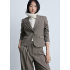 Wideleg Suit Trousers - Brown