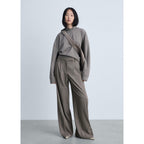 Wideleg Suit Trousers - Brown