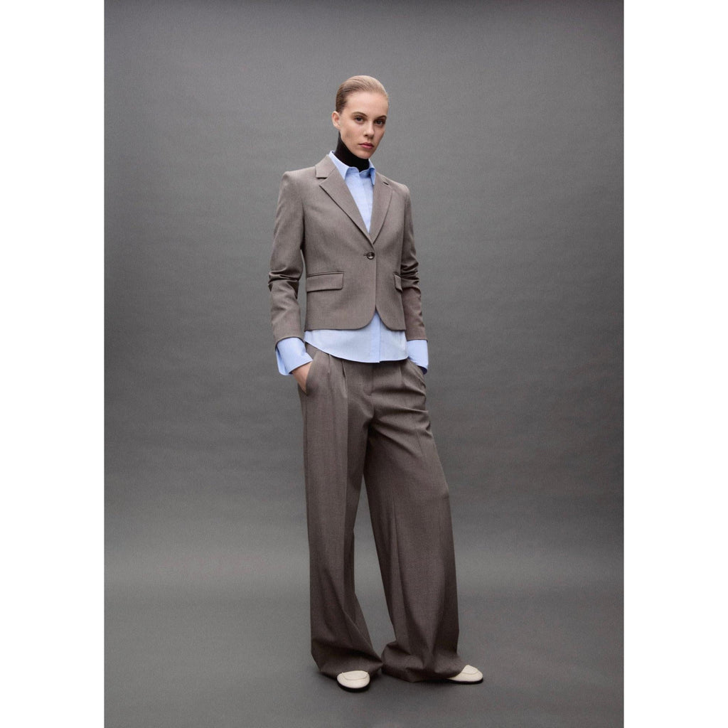 Wideleg Suit Trousers - Brown