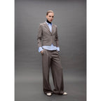 Wideleg Suit Trousers - Brown