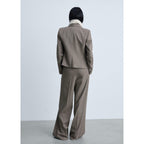 Wideleg Suit Trousers - Brown