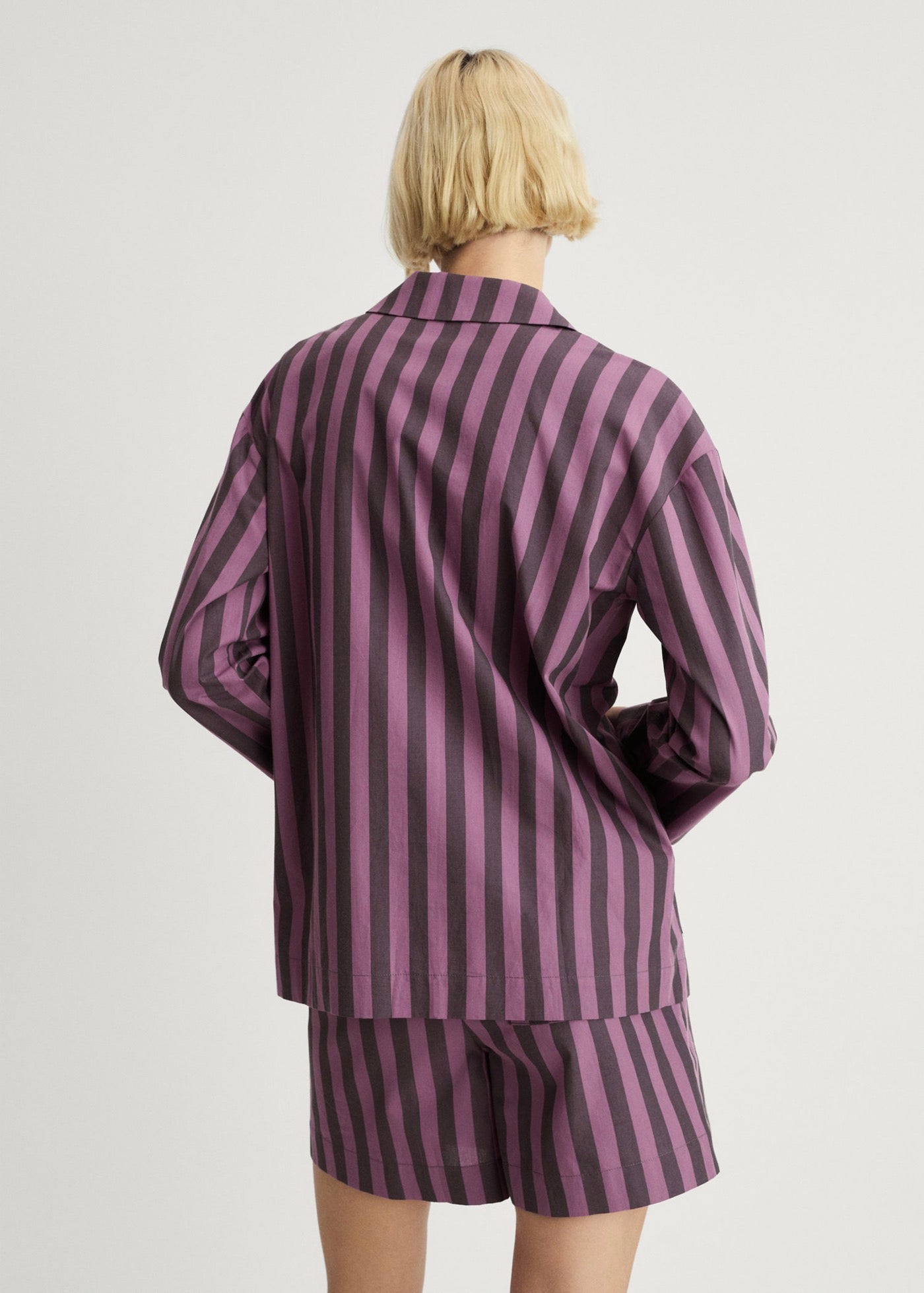 Chemise Longue Rayures Tissu Bicolore