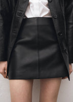 Mini-Jupe Cuir Détail Couture