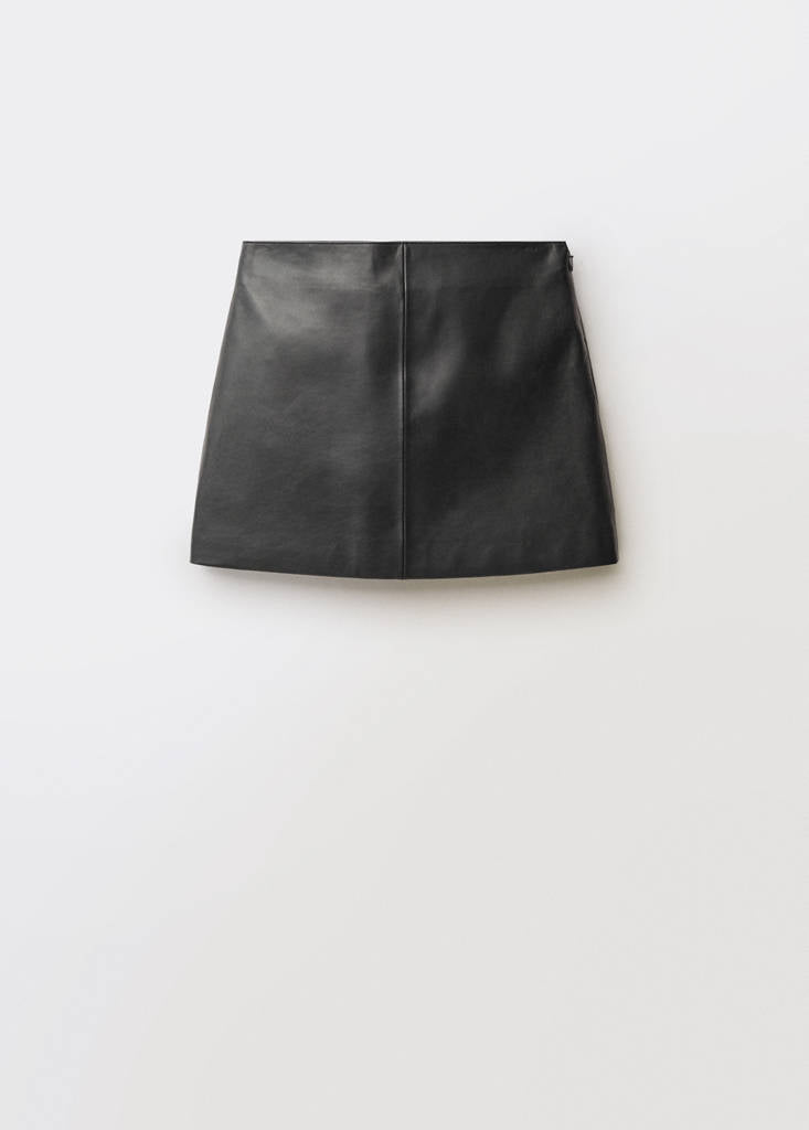 Mini-Jupe Cuir Détail Couture