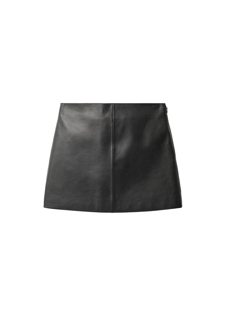 Mini-Jupe Cuir Détail Couture