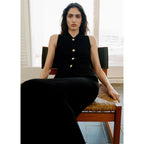 Gilet Maille Boutons Bijoux - Black