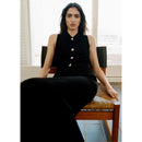 Chaleco de punto con botones joya - Negro