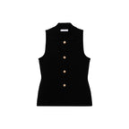 Gilet Maille Boutons Bijoux - Black