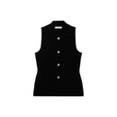 Chaleco de punto con botones joya - Negro