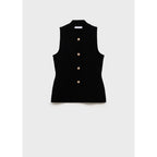 Gilet Maille Boutons Bijoux - Black