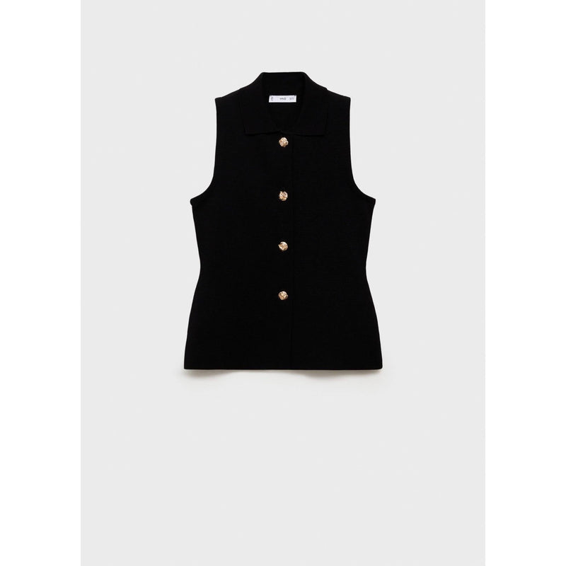Chaleco de punto con botones joya - Negro