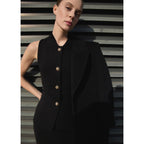 Gilet Maille Boutons Bijoux - Black