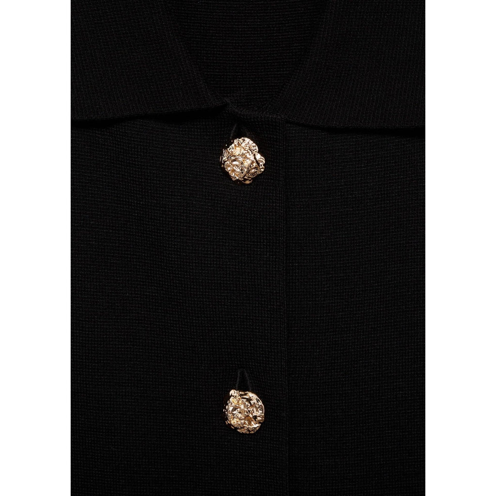 Gilet Maille Boutons Bijoux - Black