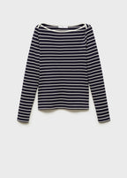 Camiseta de Rayas Cuello Barco - Dark Navy