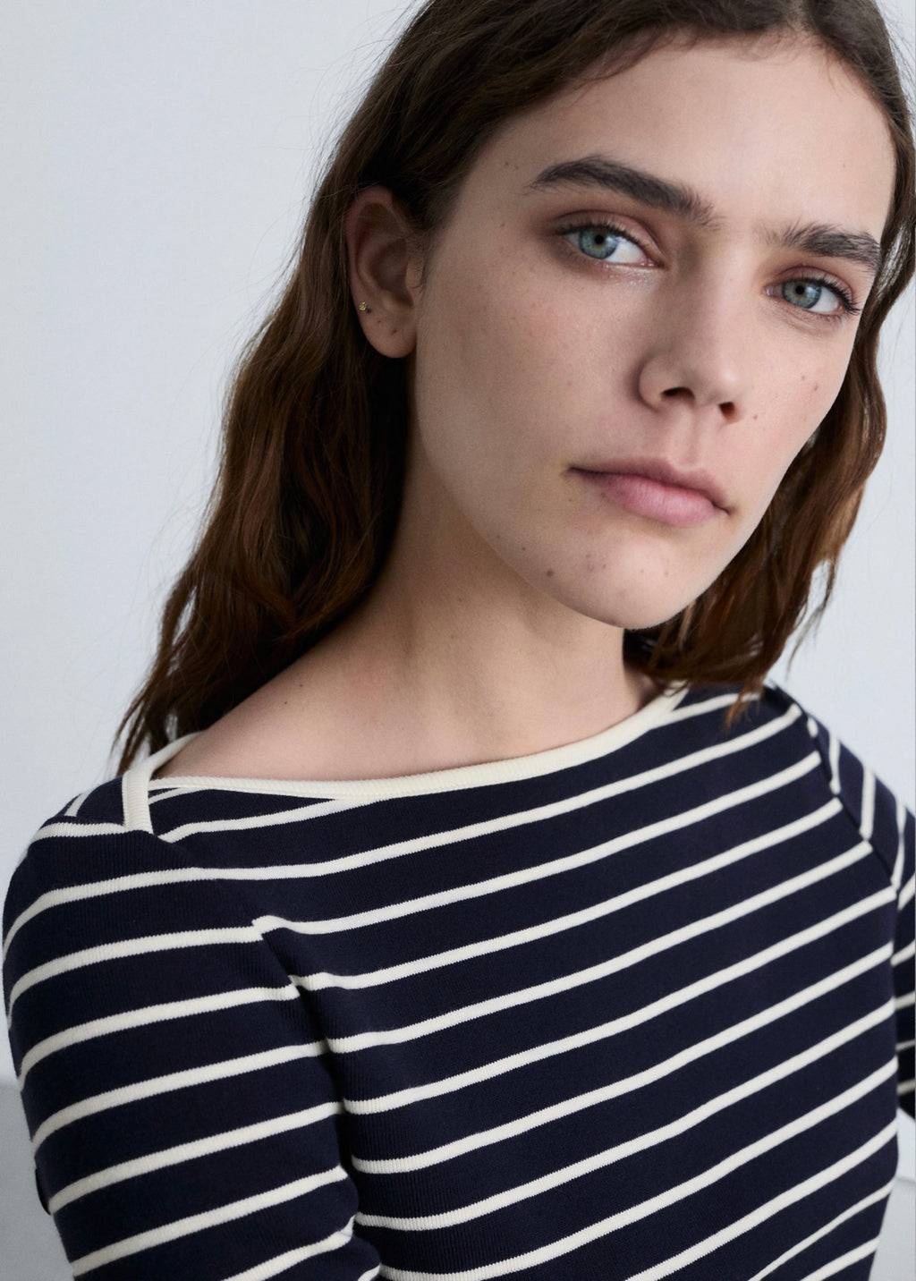 Camiseta de Rayas Cuello Barco - Dark Navy