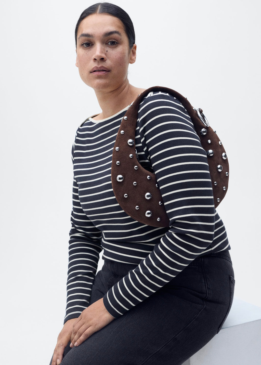 Camiseta de Rayas Cuello Barco - Dark Navy