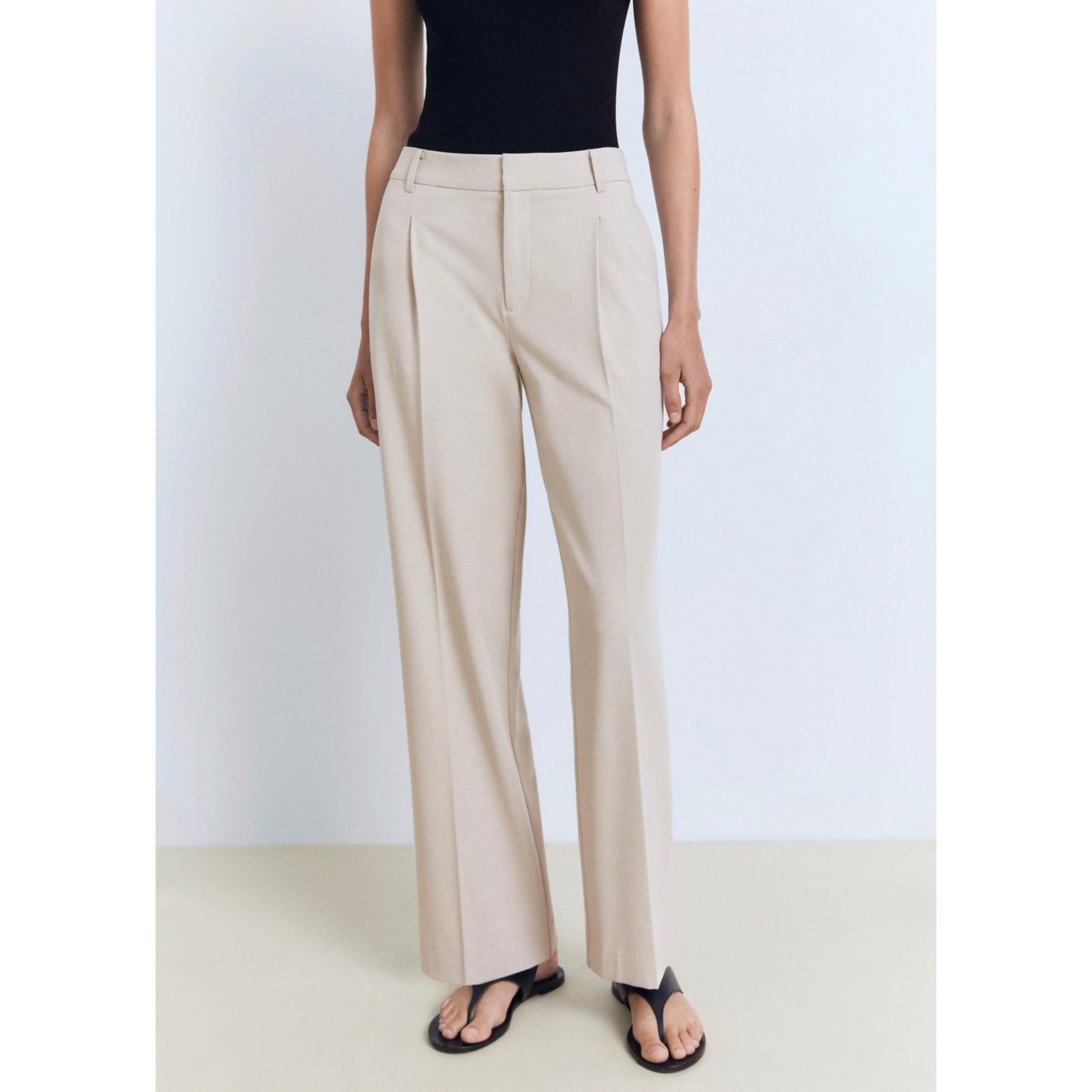 Pantalon Droit Pinces - Beige