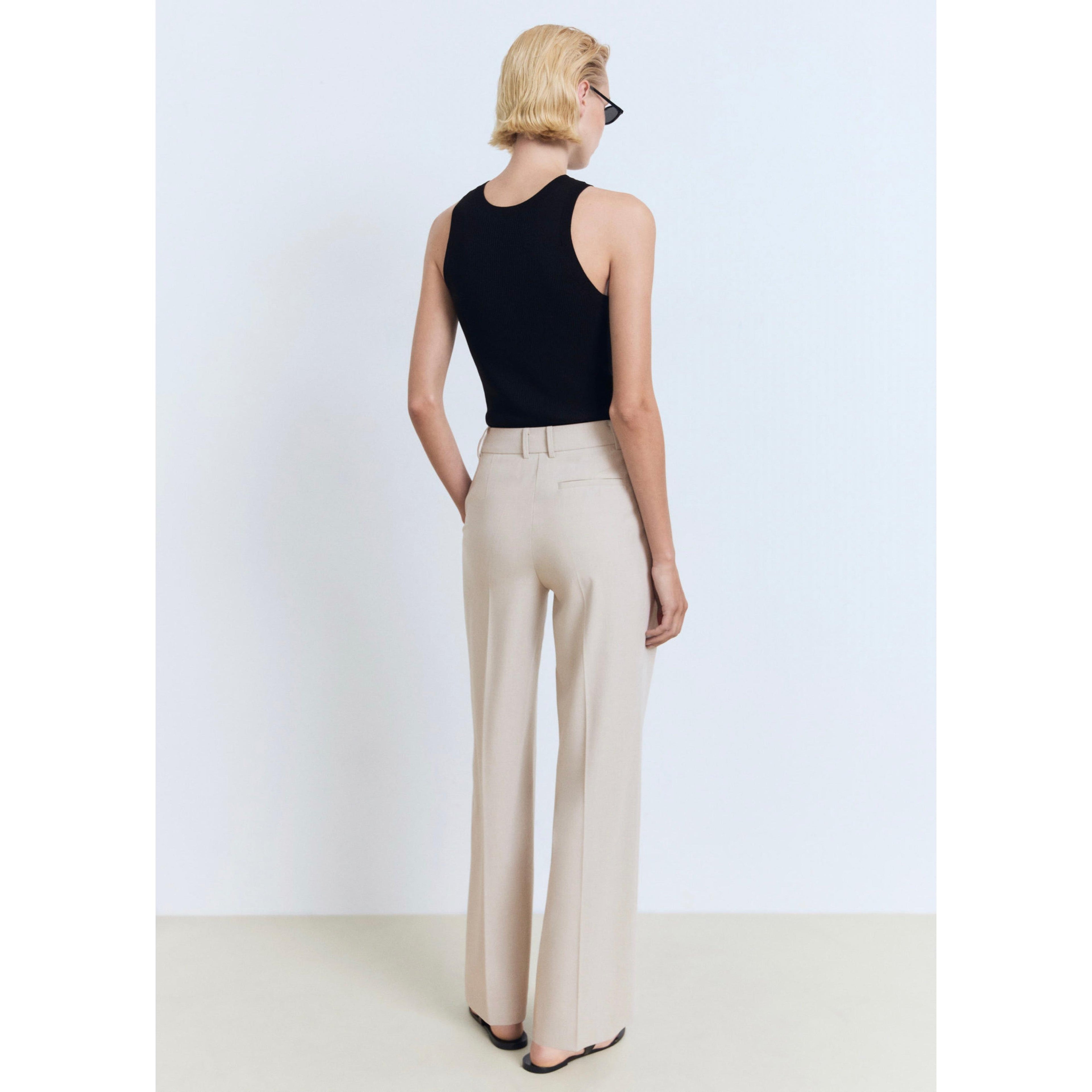 Pantalon Droit Pinces - Beige