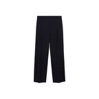 Straight Leg Pleated Trousers - Dark Navy