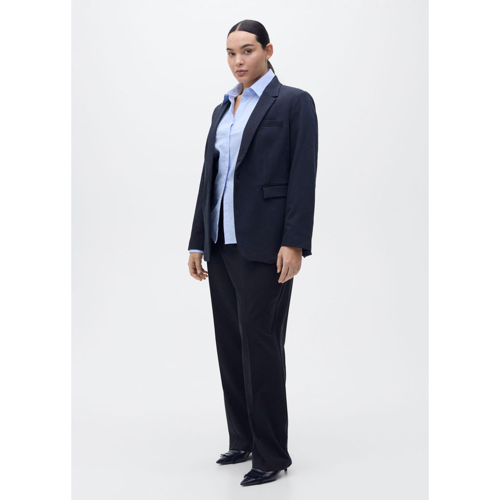 Straight Leg Pleated Trousers - Dark Navy