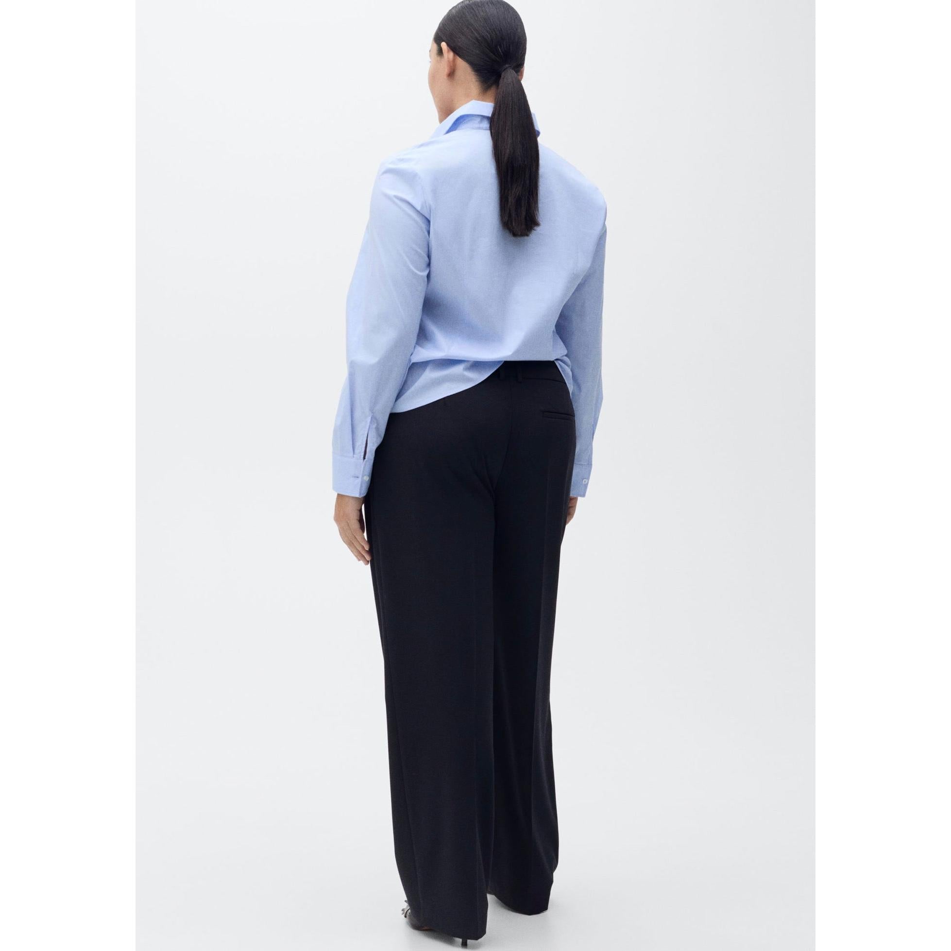 Straight Leg Pleated Trousers - Dark Navy