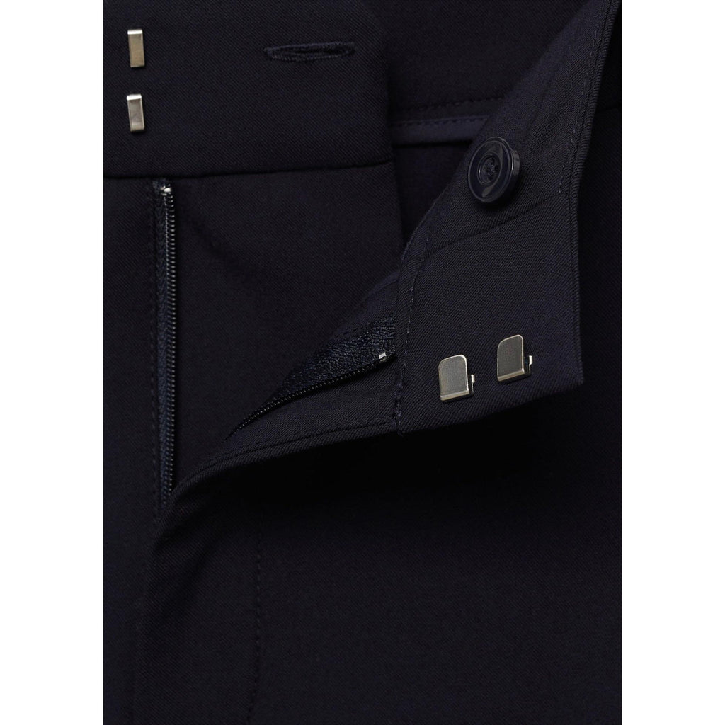 Straight Leg Pleated Trousers - Dark Navy