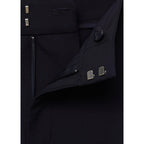 Straight Leg Pleated Trousers - Dark Navy