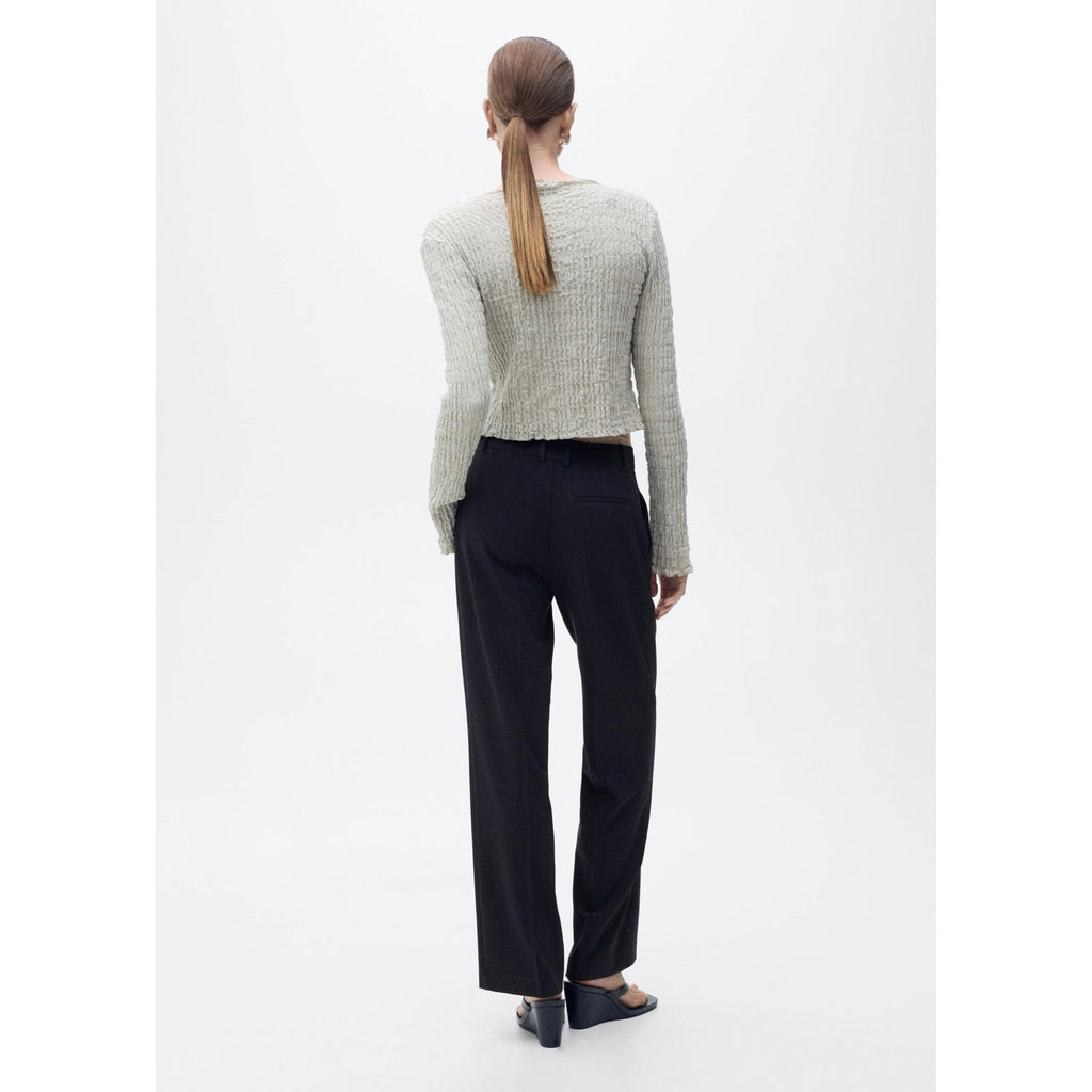Straight Leg Pleated Trousers - Dark Navy