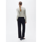Straight Leg Pleated Trousers - Dark Navy