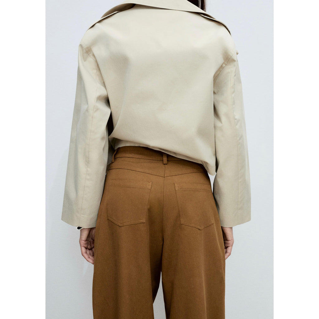 Pantalón Wideleg Mezcla de Algodón y Lyocell - Tobacco Brown
