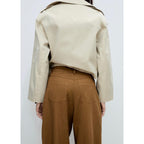 Pantalón Wideleg Mezcla de Algodón y Lyocell - Tobacco Brown