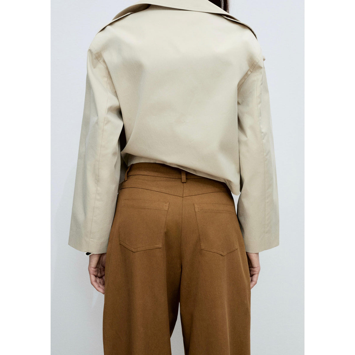 Pantalón Wideleg Mezcla de Algodón y Lyocell - Tobacco Brown