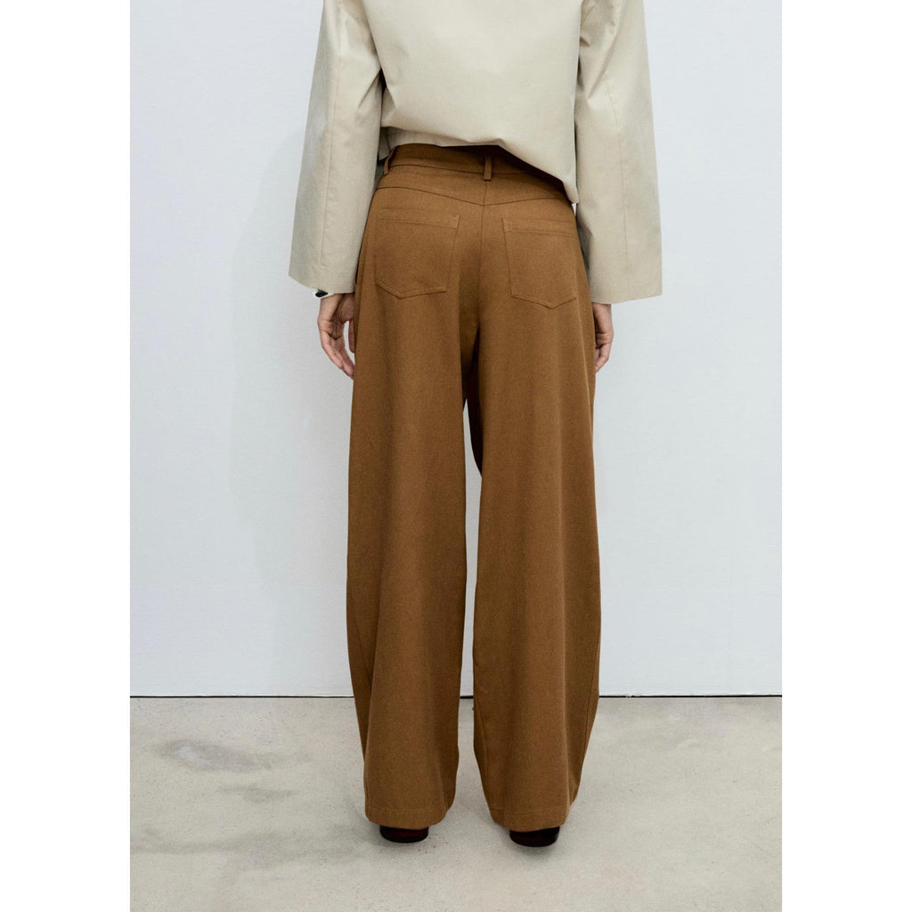 Pantalón Wideleg Mezcla de Algodón y Lyocell - Tobacco Brown