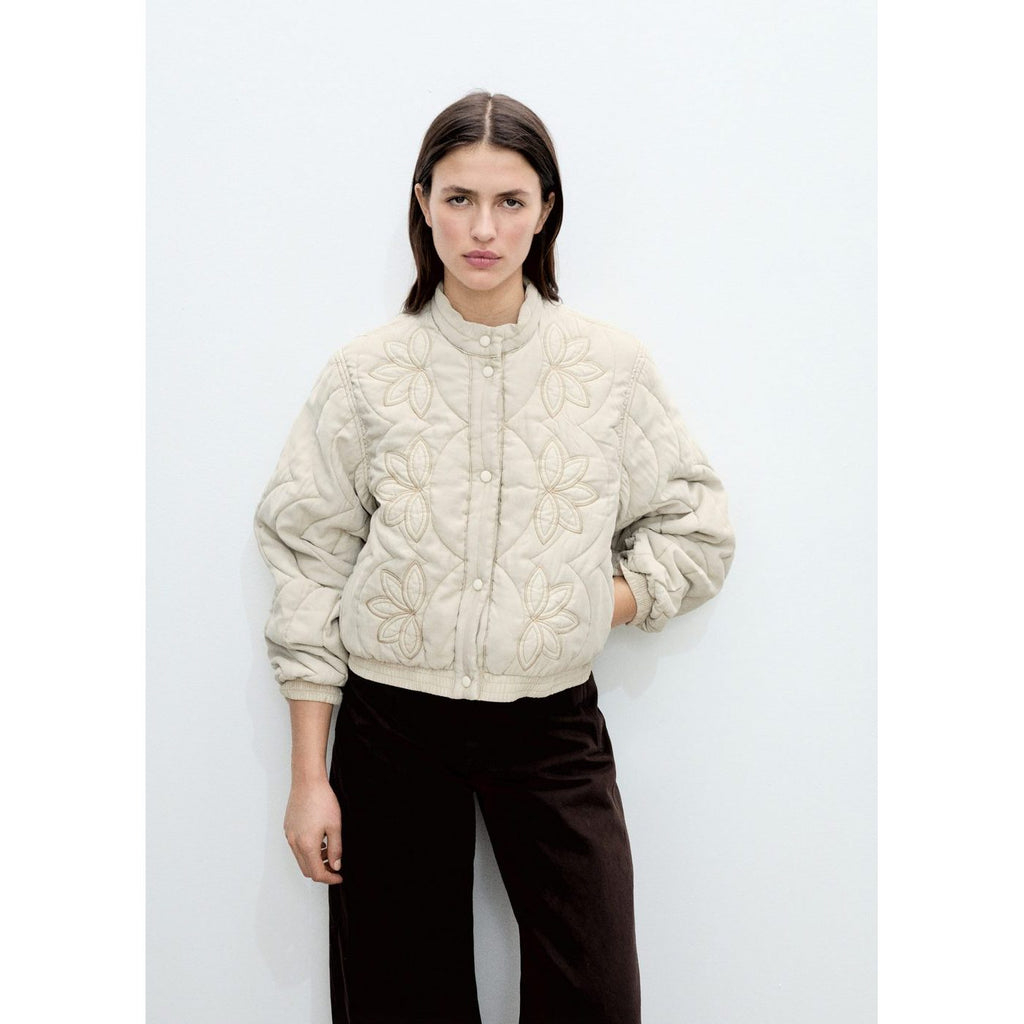 Veste Matelassée Broderie À Fleurs