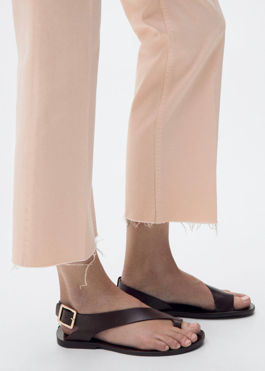Jean Flare Crop Pockets - Pink
