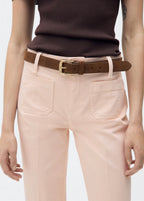 Jean Flare Crop Pockets - Pink