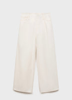 Pantalon En Denim Wideleg Taille Effilochée - Off White