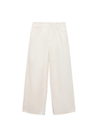 Pantalon En Denim Wideleg Taille Effilochée - Off White