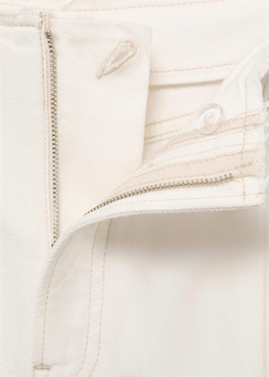 Pantalon En Denim Wideleg Taille Effilochée - Off White