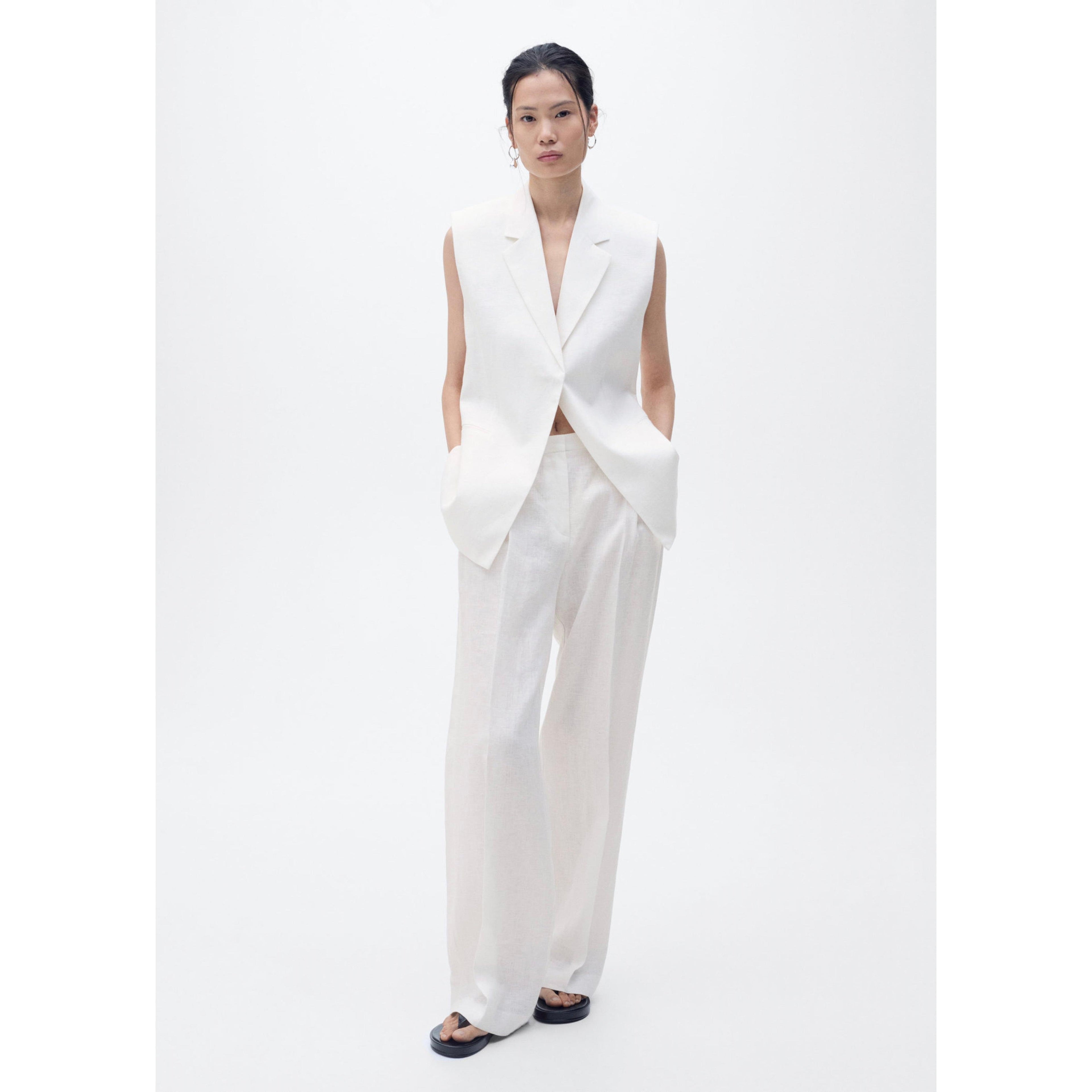 Pantalon De Costume Lin - Off White
