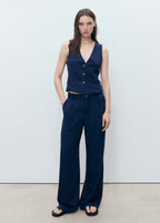 Lyocell Denim Effect Vest - Dark Blue