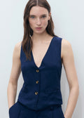 Lyocell Denim Effect Vest - Dark Blue