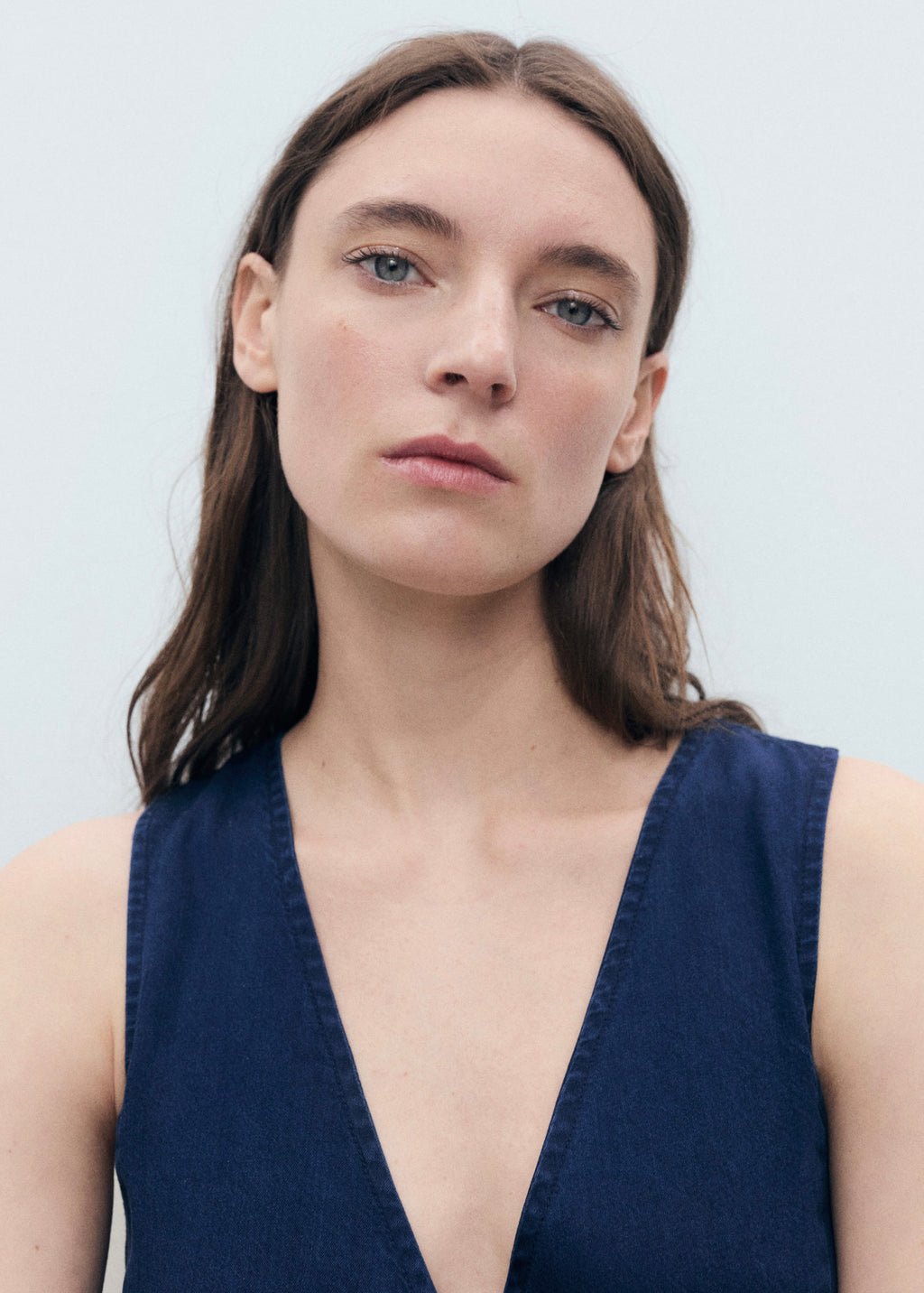Lyocell Denim Effect Vest - Dark Blue