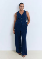 Lyocell Denim Effect Vest - Dark Blue